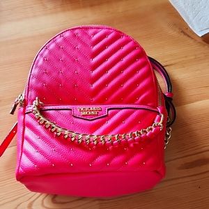 Victoria's secret small backpack, hot pink, gold trim